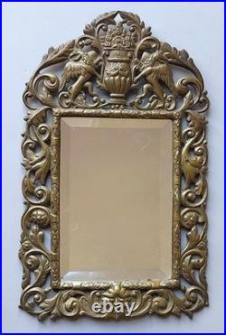 Ancien miroir biseauté en bronze Victorien / Baroque Style XIXe siècle