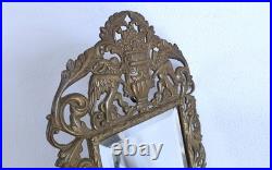 Ancien miroir biseauté en bronze Victorien / Baroque Style XIXe siècle