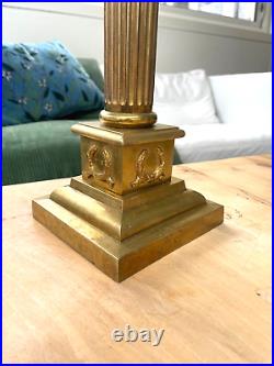 Ancien pied de lampe à pétrole en bronze XIX siècle colonne
