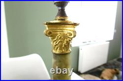 Ancien pied de lampe à pétrole en bronze et onyx XIX siècle