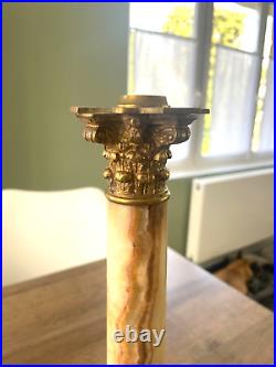 Ancien pied de lampe à pétrole en bronze et onyx XIX siècle