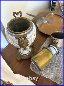 Ancien pied de lampe en porcelaine de Chantilly monture bronze XIX siècle