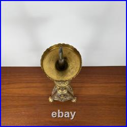 Ancien pique-cierge bronze doré gothique H48 cm XIXe siècle église / autel Ancien pique-cierge bronze doré gothique H48 cm XIXe siècle église / autel