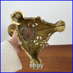 Ancien pique-cierge bronze doré gothique H48 cm XIXe siècle église / autel Ancien pique-cierge bronze doré gothique H48 cm XIXe siècle église / autel