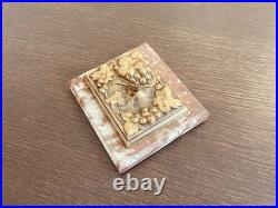 Ancien presse-papiers, bronze et marbre rouge, France, XIXe siècle