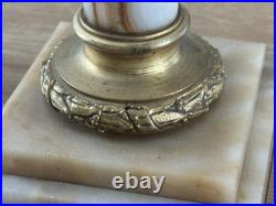 Ancienne Grande Lampe À Pétrole En Marbre Et Bronze XIX eme Siècle