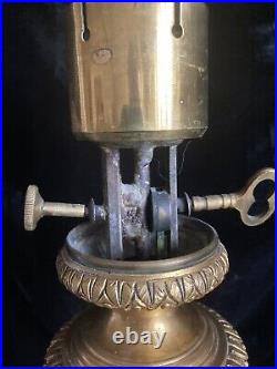 Ancienne Lampe A Huile Celadon Bronze Signee Gagneau Paris XIX Siecle