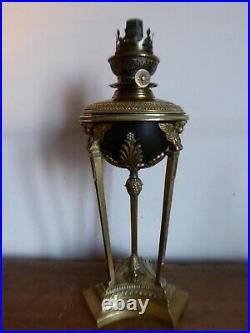 Ancienne Lampe A Petrole Athenienne Bronze Style Empire XIX / XX Siecle