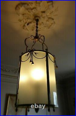 Ancienne Lanterne Vestibule Bronze Style Louis XVI XIX Siecle