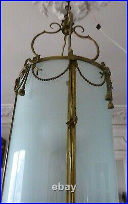 Ancienne Lanterne Vestibule Bronze Style Louis XVI XIX Siecle