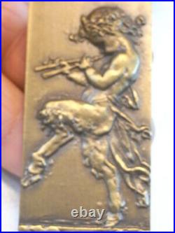 Ancienne Medaille Plaque Bronze H Dropsy Angelot Enfant Satyre Musicien Medal