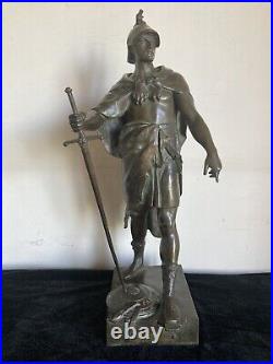 Ancienne Sculpture Bronze Emile Louis Picault Le Devoir Fin XIX Siecle