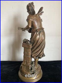 Ancienne Sculpture En Bronze Eutrope Bouret Cigale Fin XIX E Siecle