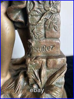 Ancienne Sculpture En Bronze Eutrope Bouret Cigale Fin XIX E Siecle