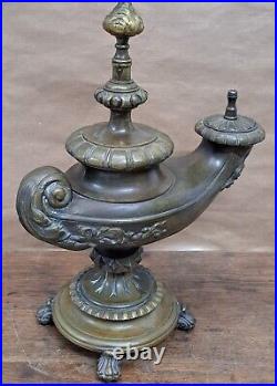 Ancienne grande lampe à gaz, bronze, XIXe siècle