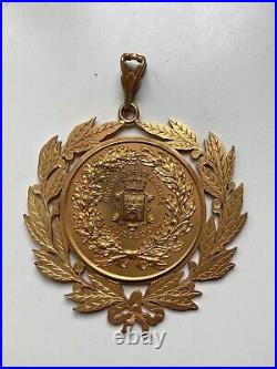 Ancienne grande rare médaille bronze doré congres gastronomique de Lyon 1885