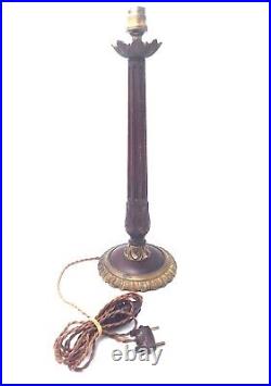Ancienne lampe en bois et bronze doré à fut cannelée fin XIXe siècle