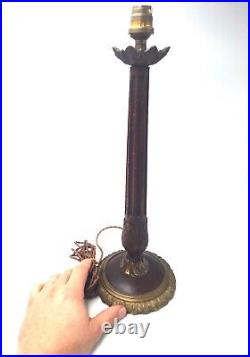 Ancienne lampe en bois et bronze doré à fut cannelée fin XIXe siècle