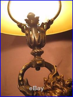 Ancienne lampe en bronze tête de satyre XIX ème siècle signée Ferville Suan