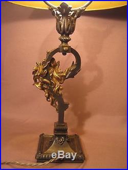 Ancienne lampe en bronze tête de satyre XIX ème siècle signée Ferville Suan