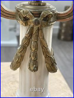 Ancienne paire chandeliers bougeoirs en bronze et marbre XIX siècle Napoléon III