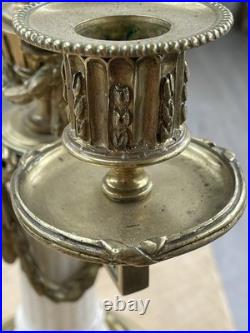 Ancienne paire chandeliers bougeoirs en bronze et marbre XIX siècle Napoléon III