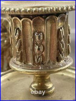 Ancienne paire chandeliers bougeoirs en bronze et marbre XIX siècle Napoléon III