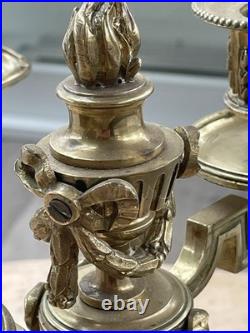 Ancienne paire chandeliers bougeoirs en bronze et marbre XIX siècle Napoléon III