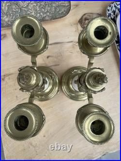 Ancienne paire chandeliers bougeoirs en bronze et marbre XIX siècle Napoléon III