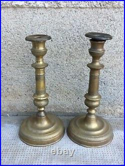 Ancienne paire de bougeoir empire XIXe siècle bronze ciselé candle