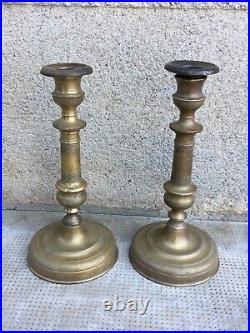 Ancienne paire de bougeoir empire XIXe siècle bronze ciselé candle