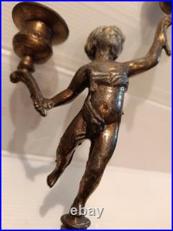 Ancienne paire de bougeoirs aux putti style Napoléon III XIXe siècle