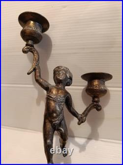 Ancienne paire de bougeoirs aux putti style Napoléon III XIXe siècle