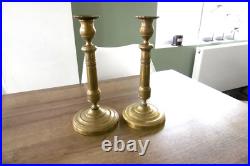 Ancienne paire de bougeoirs en bronze XIX siècle restauration empire