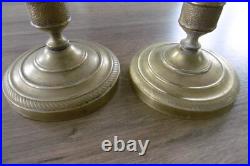Ancienne paire de bougeoirs en bronze XIX siècle restauration empire