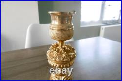Ancienne paire de bougeoirs en bronze doré XIX siècle restauration