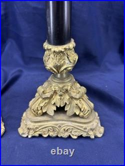 Ancienne paire de bougeoirs en bronze doré XIX siècle restauration