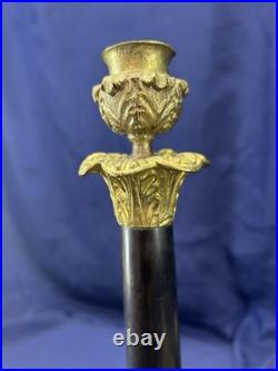 Ancienne paire de bougeoirs en bronze doré XIX siècle restauration