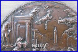 Ancienne paire médaillons signés XIX siècle décors antique en cuivre No bronze