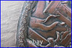 Ancienne paire médaillons signés XIX siècle décors antique en cuivre No bronze