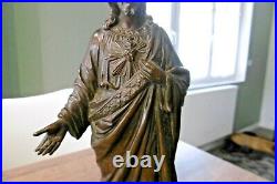 Ancienne statue Jésus christ en bronze XIX siècle Hauteur 31 cm