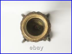 Anciens Bougeoirs bronze or moulu et marbre/cornaline rose Rocaille XIXe siècle