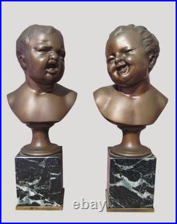 Anciens bronzes Jean qui rit et Jean qui pleure époque XIX ème siècle