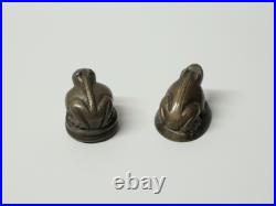 Anciens deux Poids à opium Birmanie grenouilles crapauds en bronze XIXe siècle