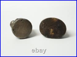 Anciens deux Poids à opium Birmanie grenouilles crapauds en bronze XIXe siècle