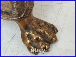 Antique XIXe Siècle Paire De Candélabres Candeliers D'Autel En Bronze Fini Doré