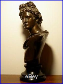 Apollon Buste en bronze du XIXe siècle d'après l'Antique Grand tour Baroque