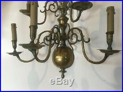 Applique Hollandaise en bronze Paire d'appliques a deux étages XIX siècle