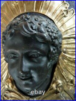 Applique bustre cherubin enfant arabesque en bronze doré XIX siècle