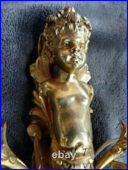 Applique bustre cherubin enfant en bronze doré XIX siècle